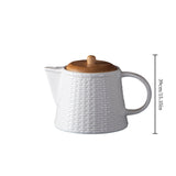 embossed ceramic teapot with bamboo wood lid size chart