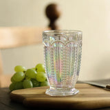 embossed glass iridescent water tumbler