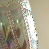 embossed glass iridescent water tumbler and goblet details
