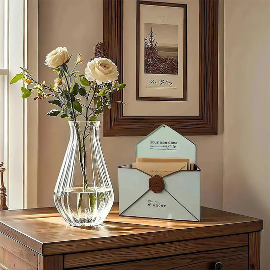 envelop shaped planter filled with files on the table
