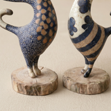 figurines standing cats wooden base detail