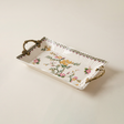 floral rectangular tray with handles