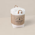 foldable handheld laundry basket with a drawstring closure