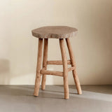 four legged rustic wood bar stool