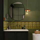 french retro enamel relief wall tile in the bathroom