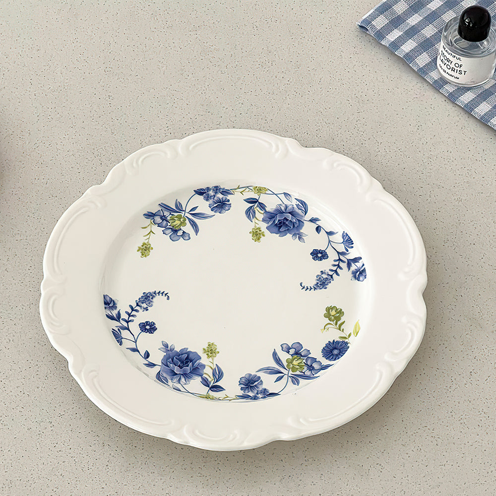 french vintage floral embossed plate details