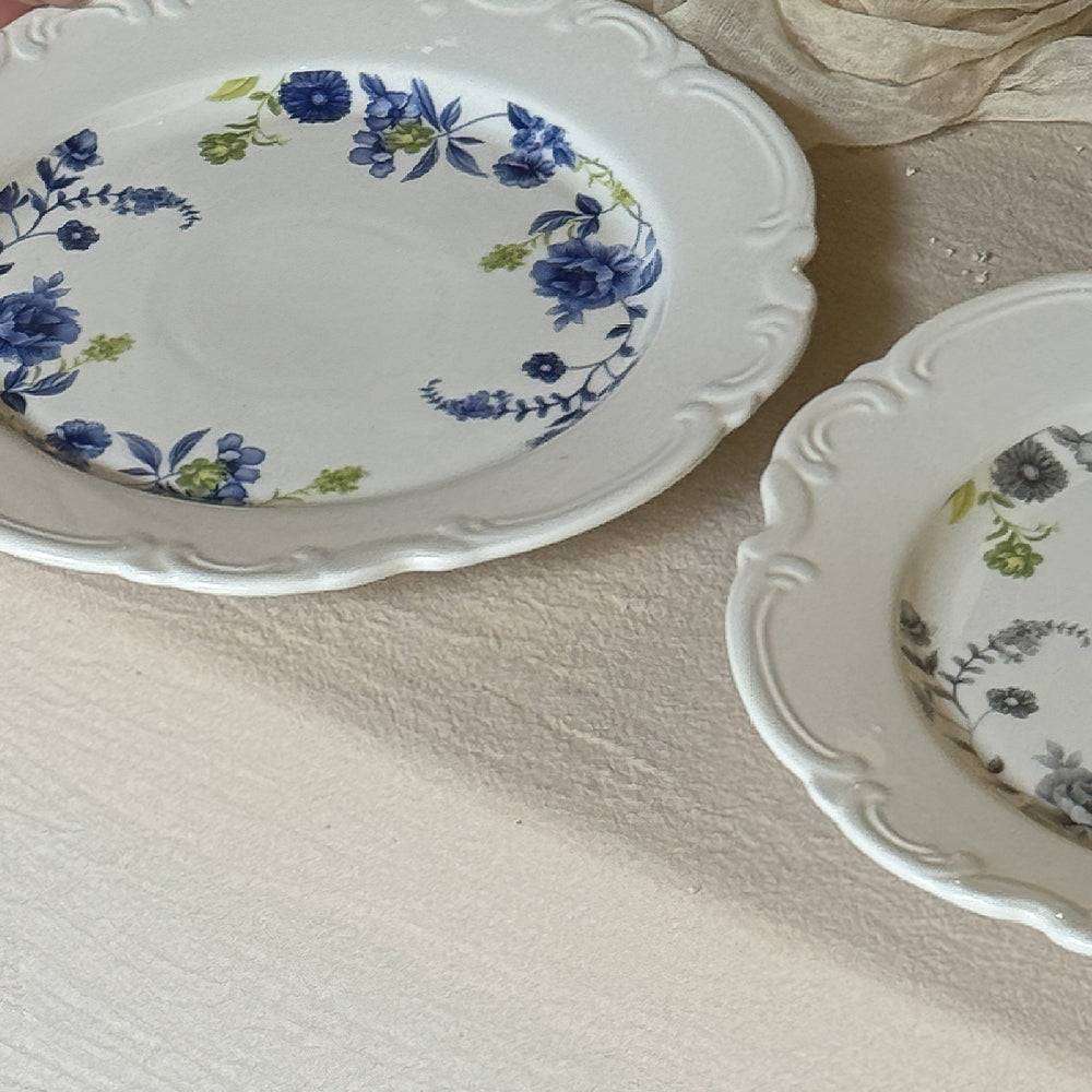 french vintage floral embossed plate details