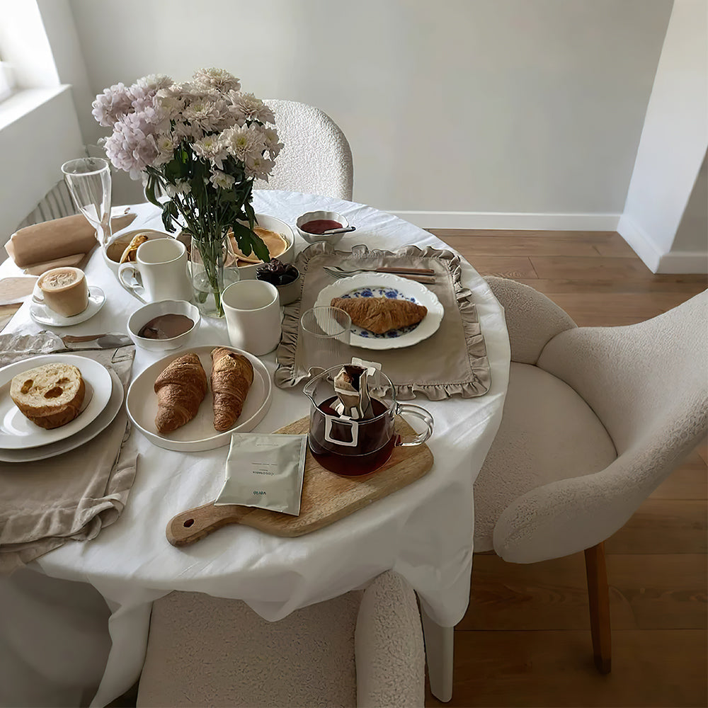 french vintage floral embossed plate with food