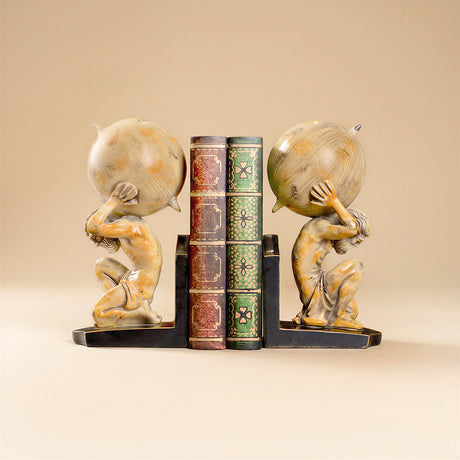 gold angel bookends with books