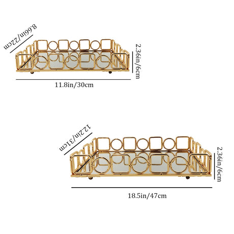 gold metal decorative tray size chart