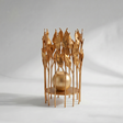 gold metal leaf cage candle holder with ball candle