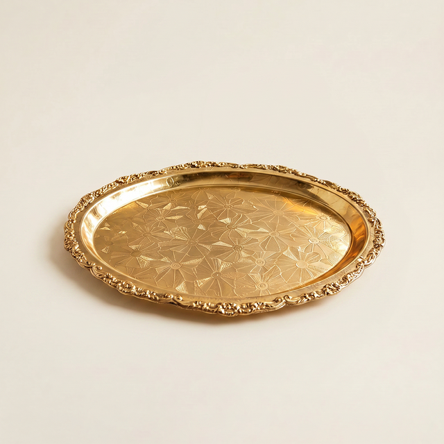 gold tray on white background