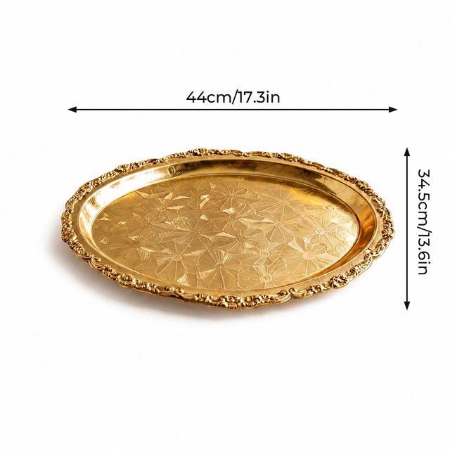 gold tray with dimensions