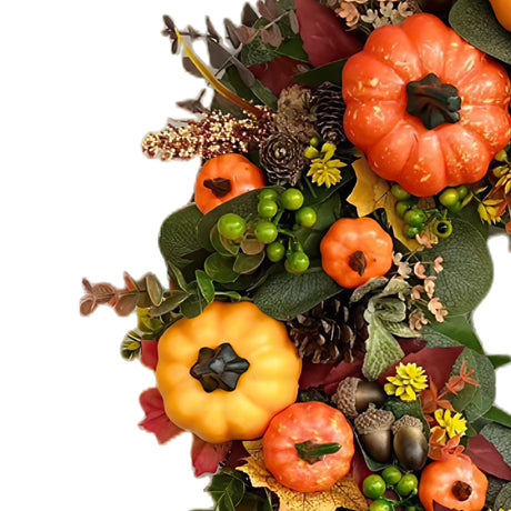 golden pumpkin harvest wreath details