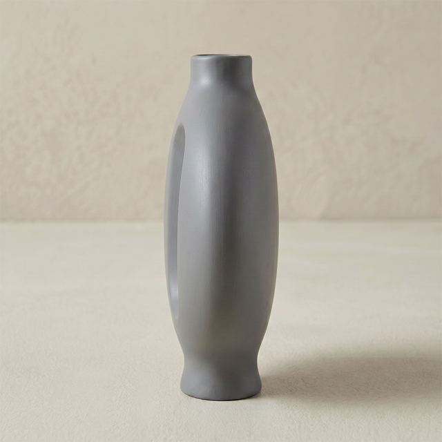 grey vase side profile view