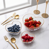 heart shaped glass bowls with fruits
