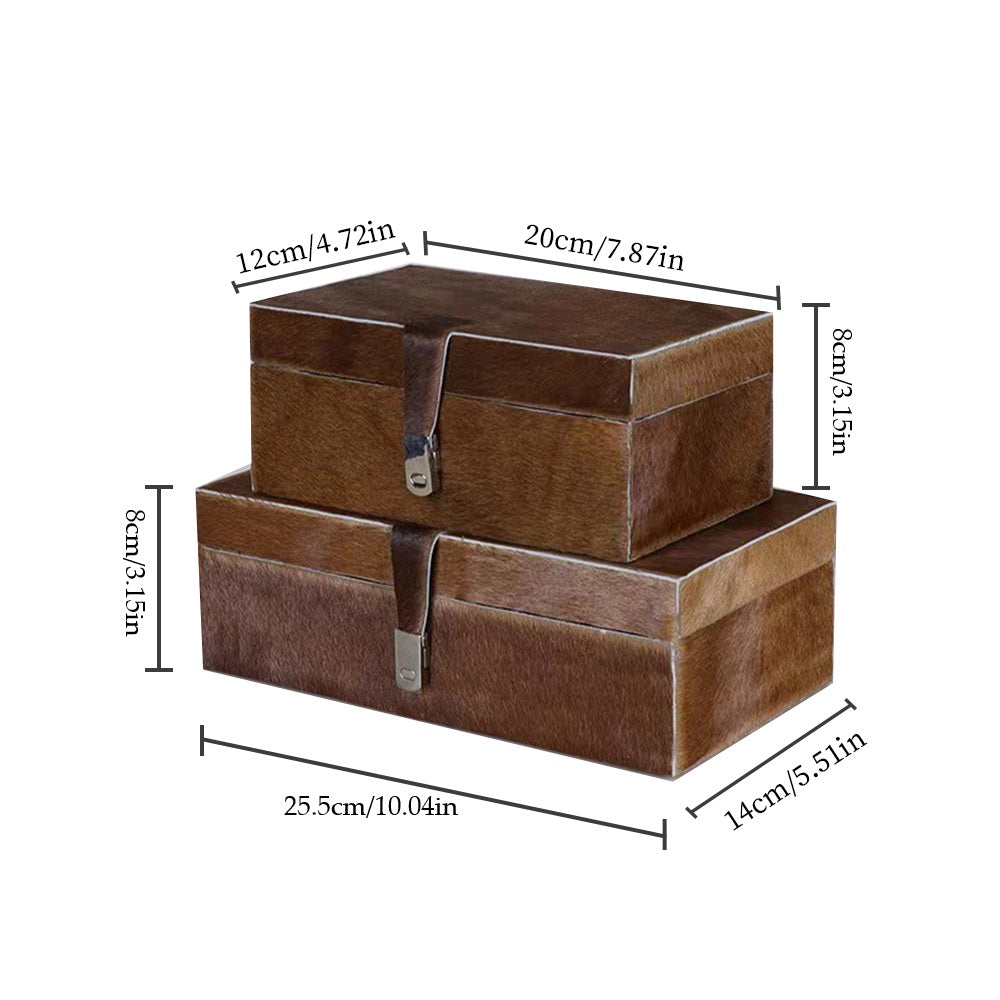 horsehair leather brown decorative storage box size chart