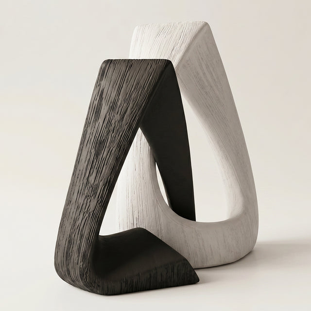 intertwined black white resin sculpture