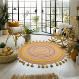 jute area rug on the floor