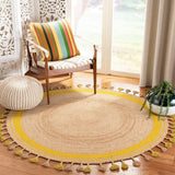 jute area rug on the floor