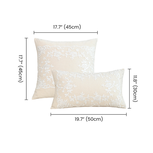 lace embroidered pillows dimensions size chart