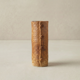 large brown ceramic button vase front view