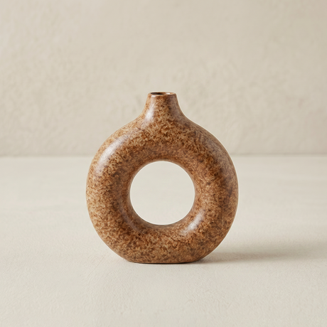 large size donut shaped ceramic vase front view
