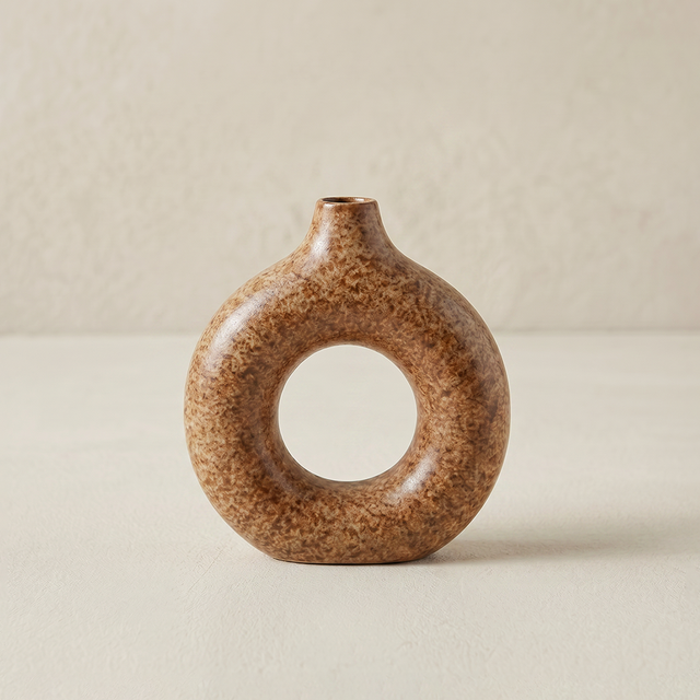 large size donut shaped ceramic vase front view