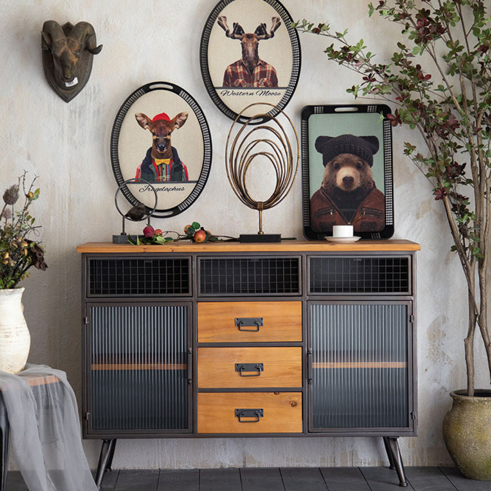 large vintage black serving tray with handles decorative piece
