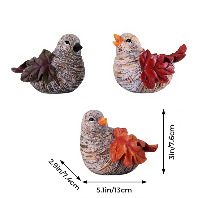 leaf bird sculptures dimensions size chart