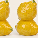 lemon candle holder pair close up