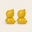 lemon candle holder pair on white background