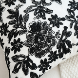 macro shot of black floral embroidery detail