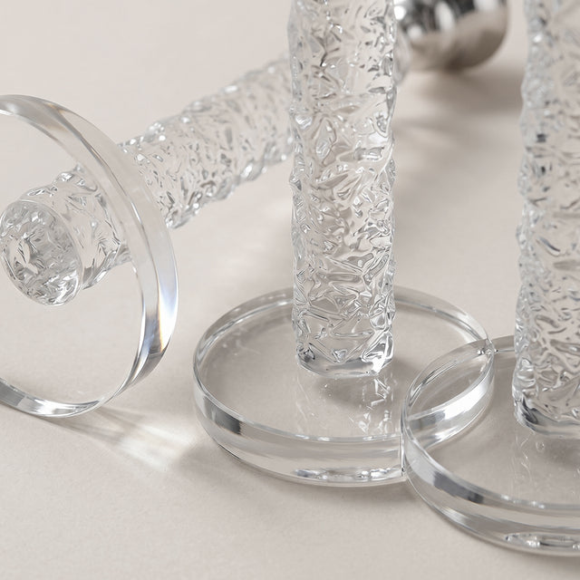 macro shot of crystal candle holder bases