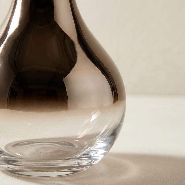 macro shot of smoked glass vase bottom