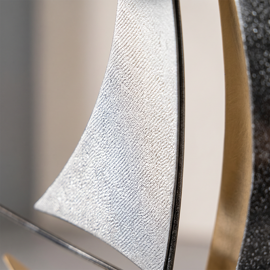 macro shot of textured silver sail surface