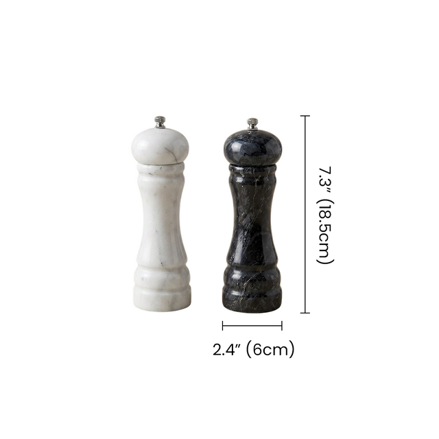 marble salt and pepper mills dimensions size chart