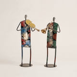 metal musician figurines on clean background
