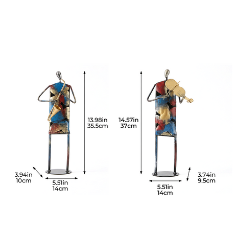 metal sculptures dimensions chart blue red