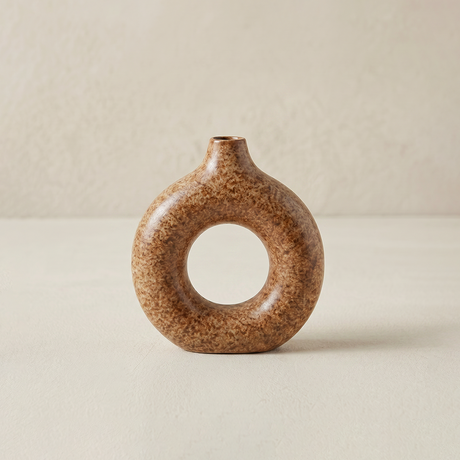 mddle size donut shaped ceramic vase front view