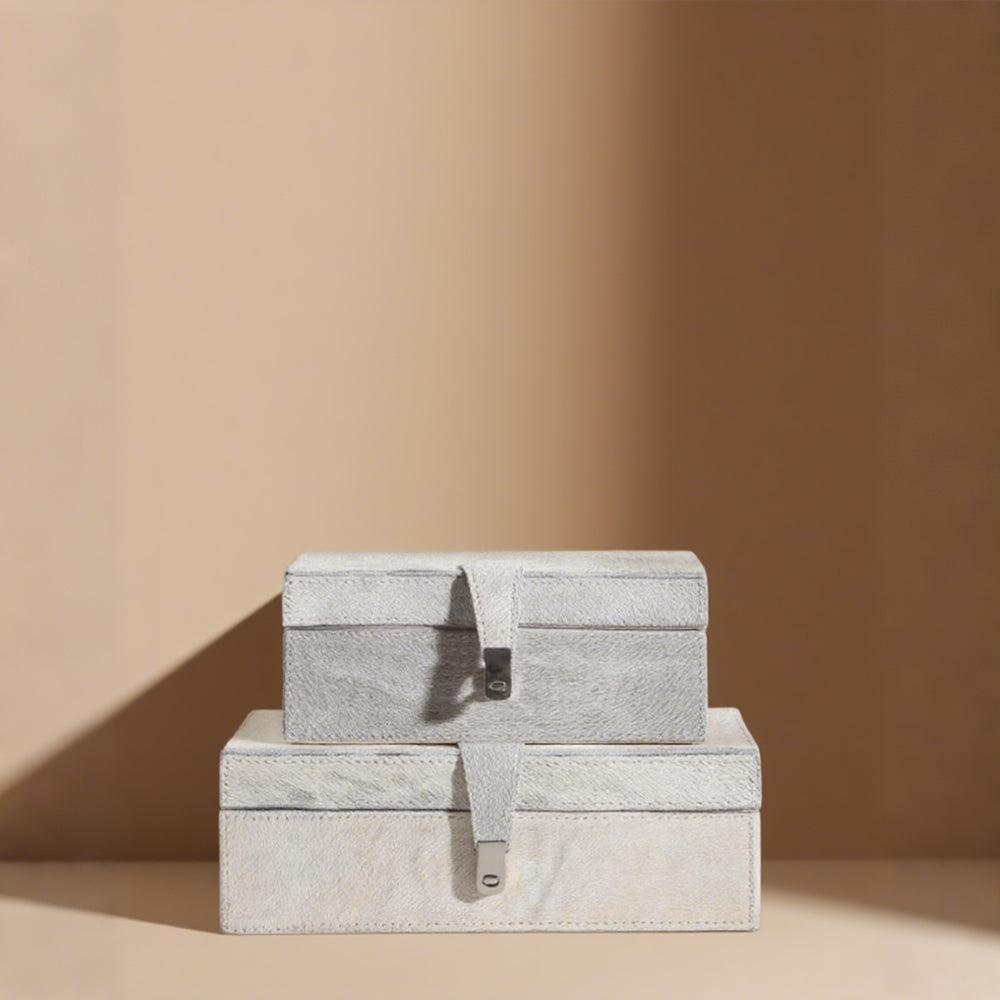 modern minimalist horsehair white leather decorative storage box