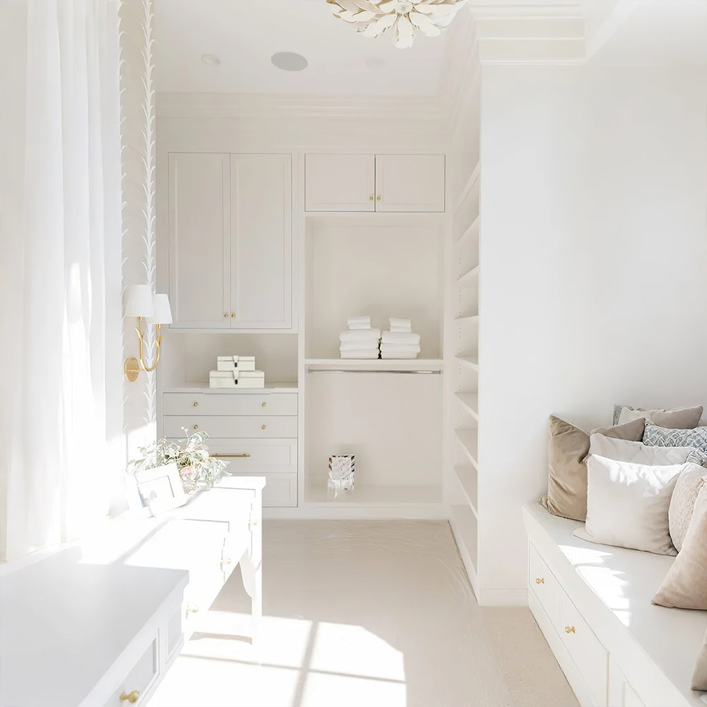 modern minimalist horsehair white leather decorative storage box in the storage room