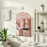 multi-layer pink fabric wall-mounted storage bag