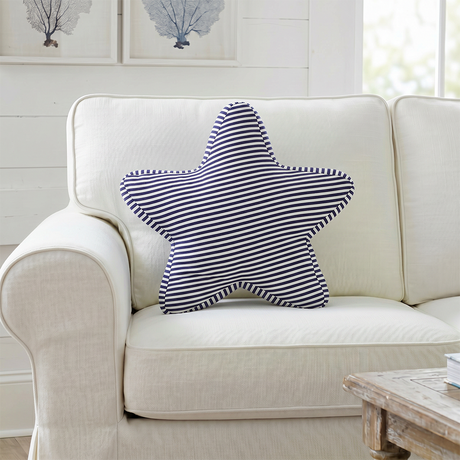 navy white striped starfish throw pillow