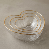 nested heart shaped glass bowls