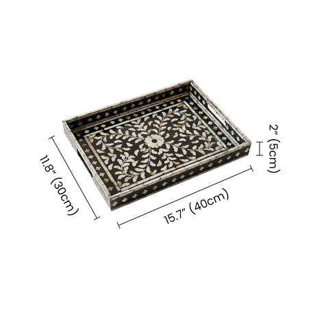 pearl inlay decorative tray dimensions size chart