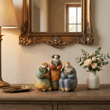 pebble figurine on console with mirror