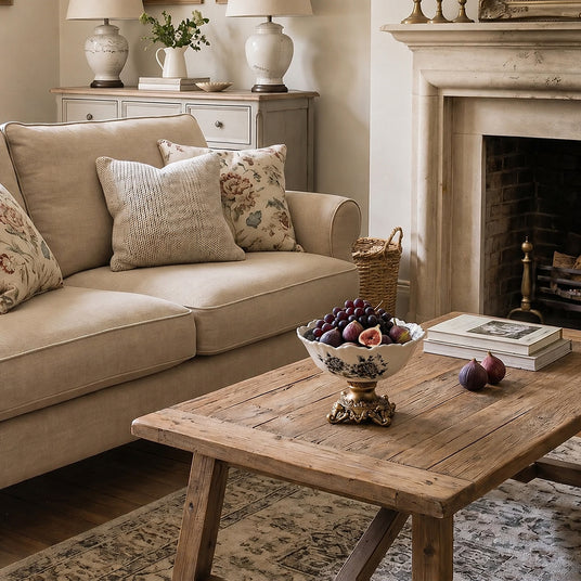 pedestal bowl on living room table