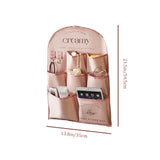 pink fabric wall-mounted storage bag size chart