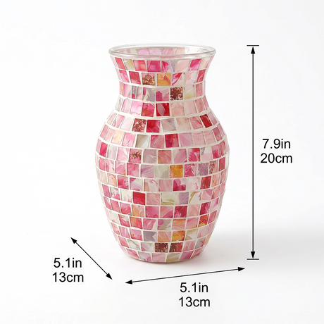 pink mosaic vase dimensions size chart